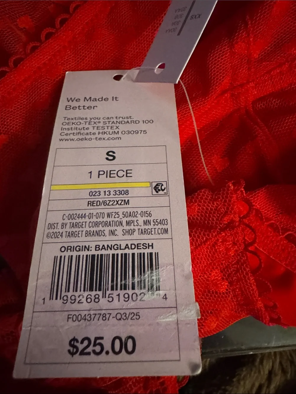 wild fable Red Lace Heart Bralette